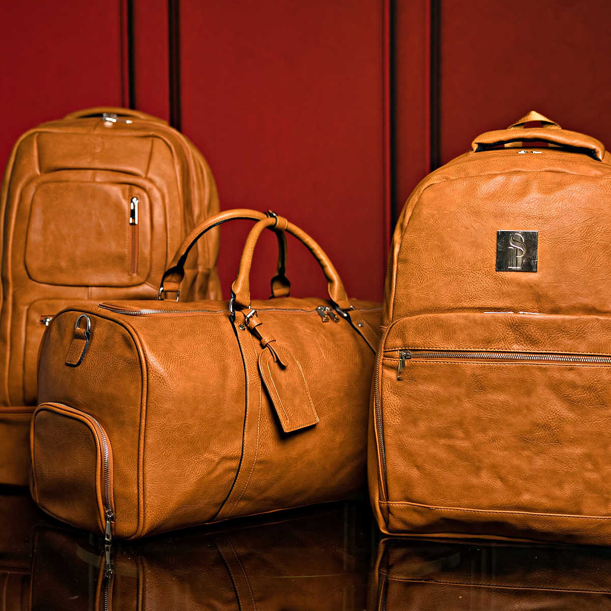 Elegant Brown Tumbled Leather 3-Piece Bag Collection - Korvel