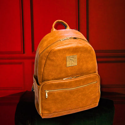 Stylish Brown Leather Laptop Carrier Backpack - Korvel