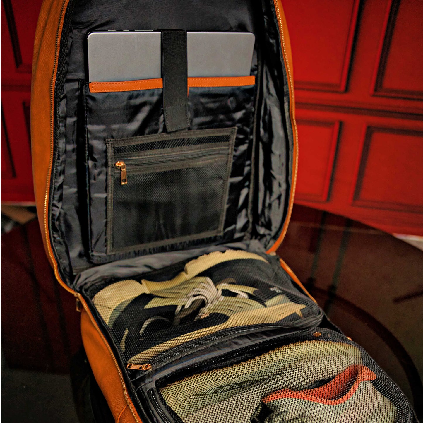 Bolso de viaje de cuero marrón de primera calidad