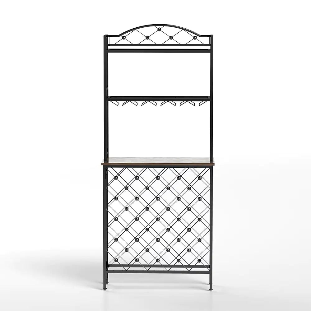 Soporte de Vino Alto Elegante con Almacenamiento para Copas