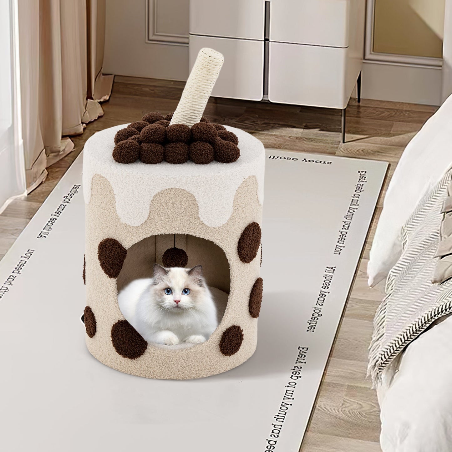 Torre para Gatos Bubble Tea con Poste Rascador