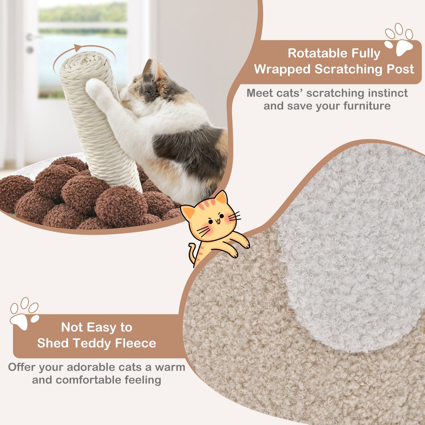 Torre para Gatos Bubble Tea con Poste Rascador