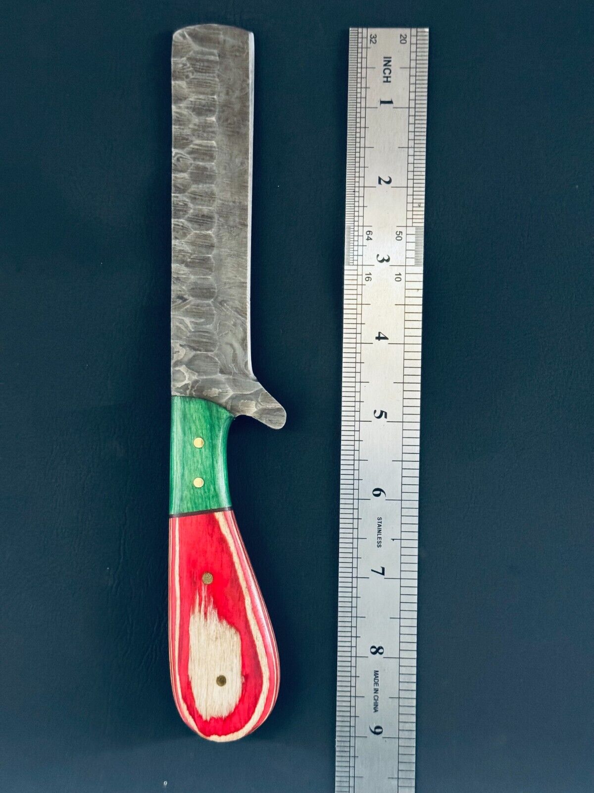 Premium Handmade Bull Cutter Knife - Damascus Steel with Pakkawood Grip - Korvel