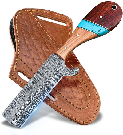 Artisan Bull Cutters with Damascus Steel Blade – Essential for Ranching & Leatherwork - Korvel