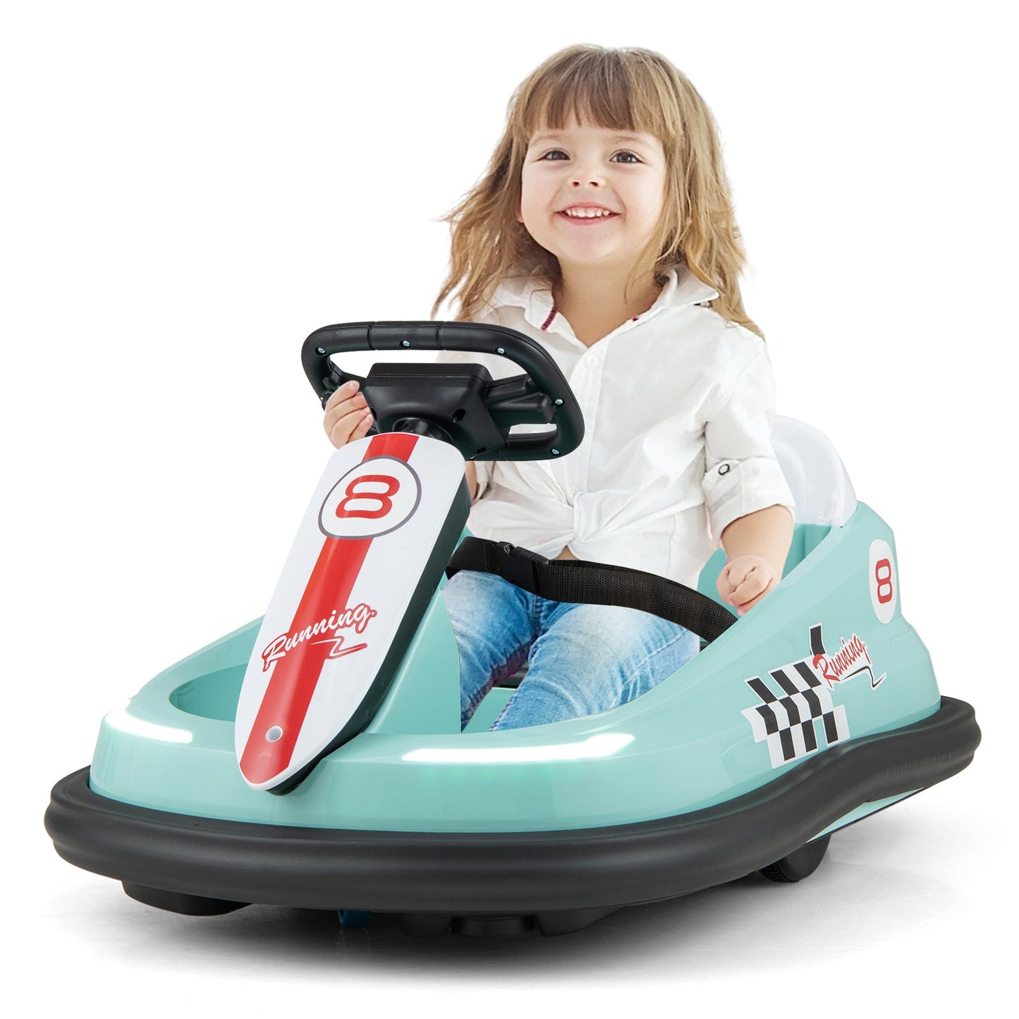 Voiture à bumper pour enfants 6V avec rotation à 360° - Vert