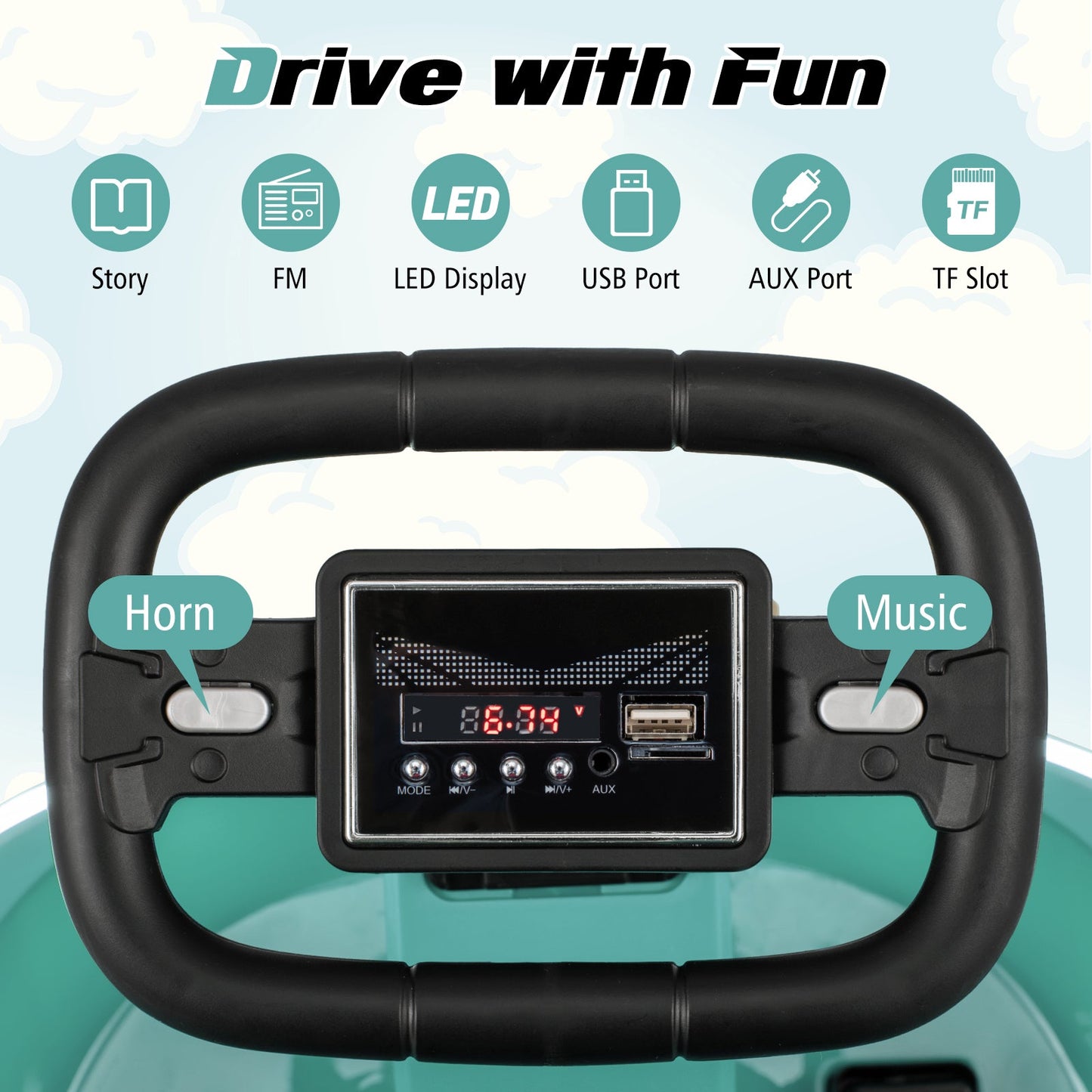 Voiture à bumper pour enfants 6V avec rotation à 360° - Vert