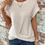 Camiseta de Cuello Redondo de Waffle Sólido de Verano Chic y Cómoda