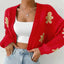 Christmas Embroidery Pattern Knitted Cardigan