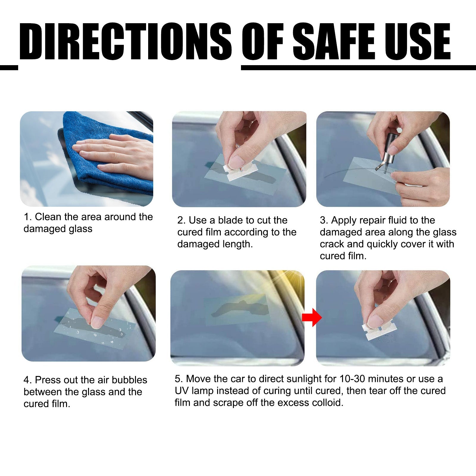 Glass Repair Kit, Auto Glass Cracks And Scratches Multi-Functional Adhesive Repair Solution - Korvel