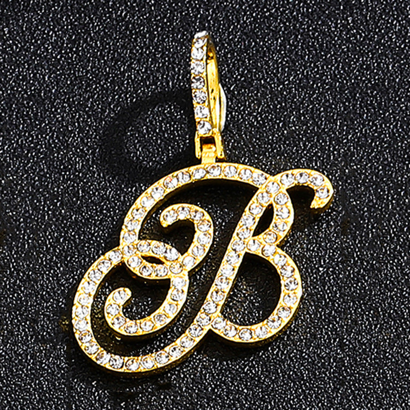 Hip Hop Grass Letter Pendant with Cuban Chain