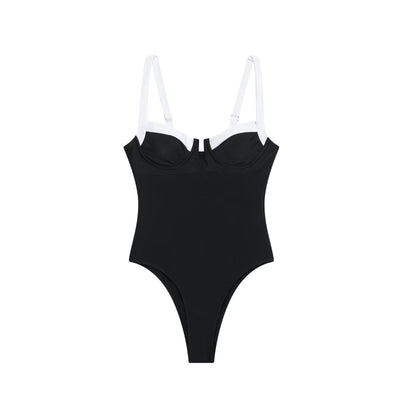 High fork V-neck vacation hot girl one-piece swimsuit female - Korvel