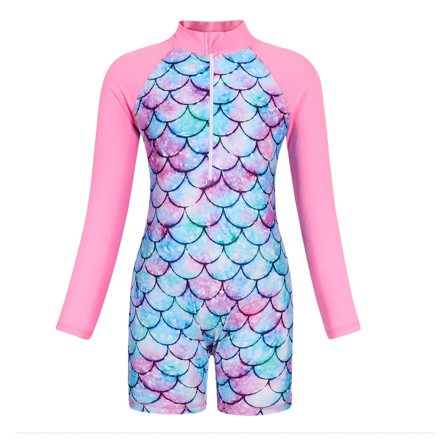 Girls' Long Sleeve One-Piece Mermaid Swimsuit