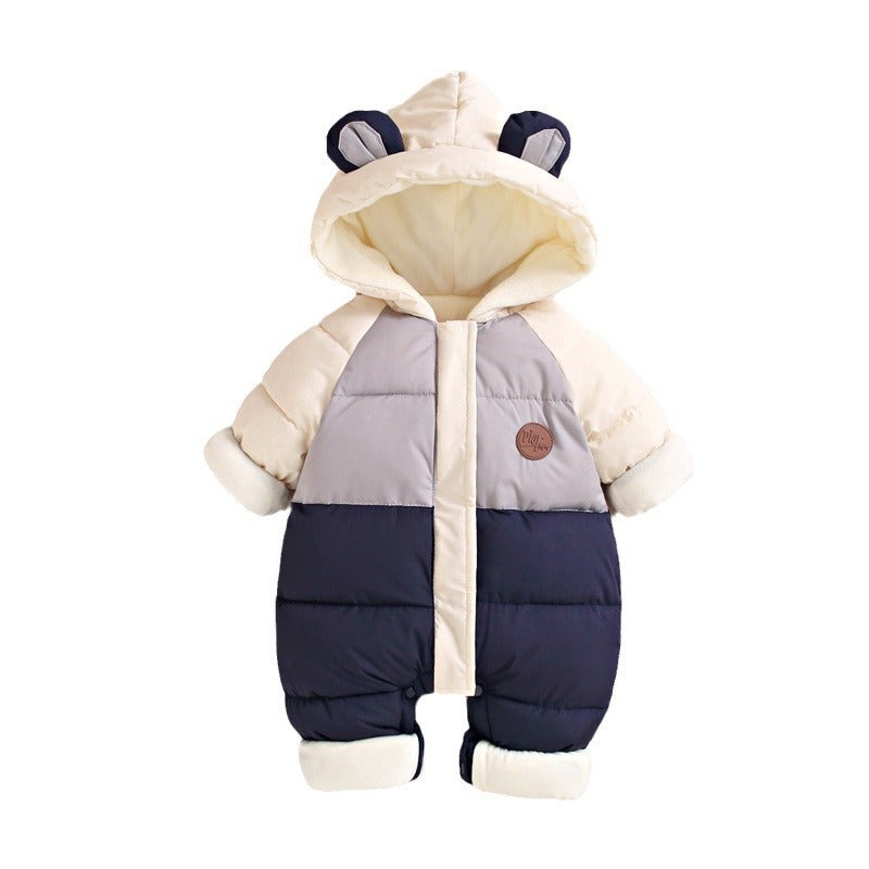 Baby down cotton jacket jumpsuit, autumn and winter clothes, khai clothes for men and women, baby clothes for going out, thick hugging clothes, winter climbing clothes - Korvel