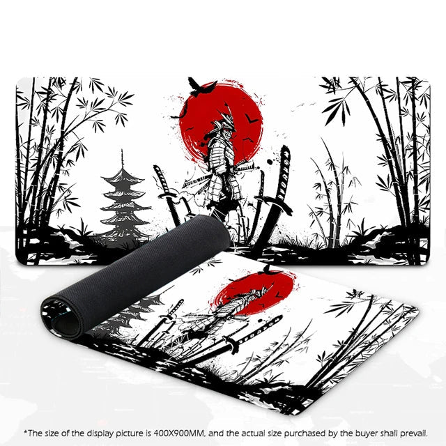 Samurai Warrior Mouse Pad Gamer Computer Accessories Keyboard Table Mat Black Mousepad Company Gaming Laptop Desk Accessory Pc - Korvel