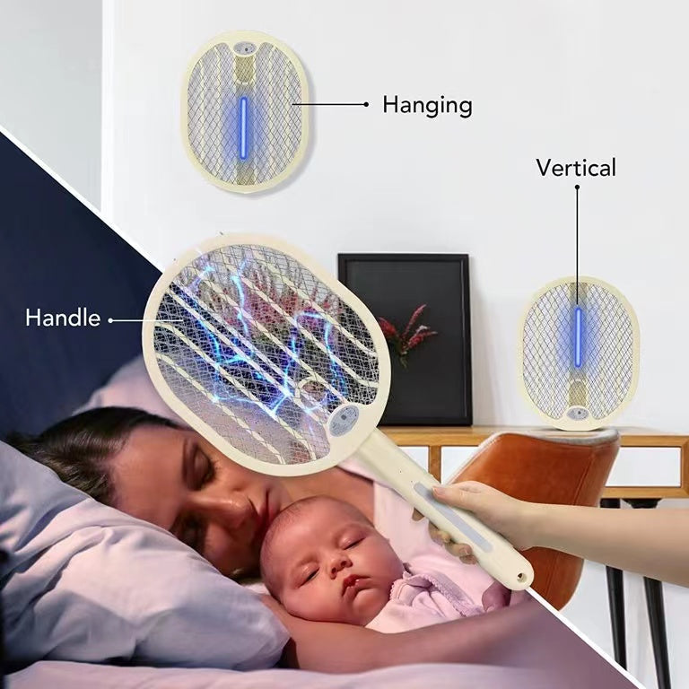 Foldable Electric Fly Swatter with Rotatable Handle