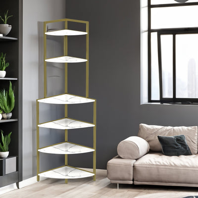 6-story corner open bookshelf, modern bookshelf, wooden frame, independent bookshelf unit, - Korvel