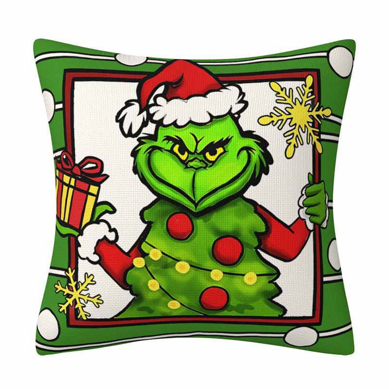 Grinch Christmas Pillow Cover Amazon Home Christmas Decoration Cushion Sofa Pillowcase Combination - Korvel