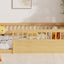 Twin Floor Bed Frame with Fence, Wood Kids Floor Beds Frame for Bedroom Playroom,Natural - Korvel