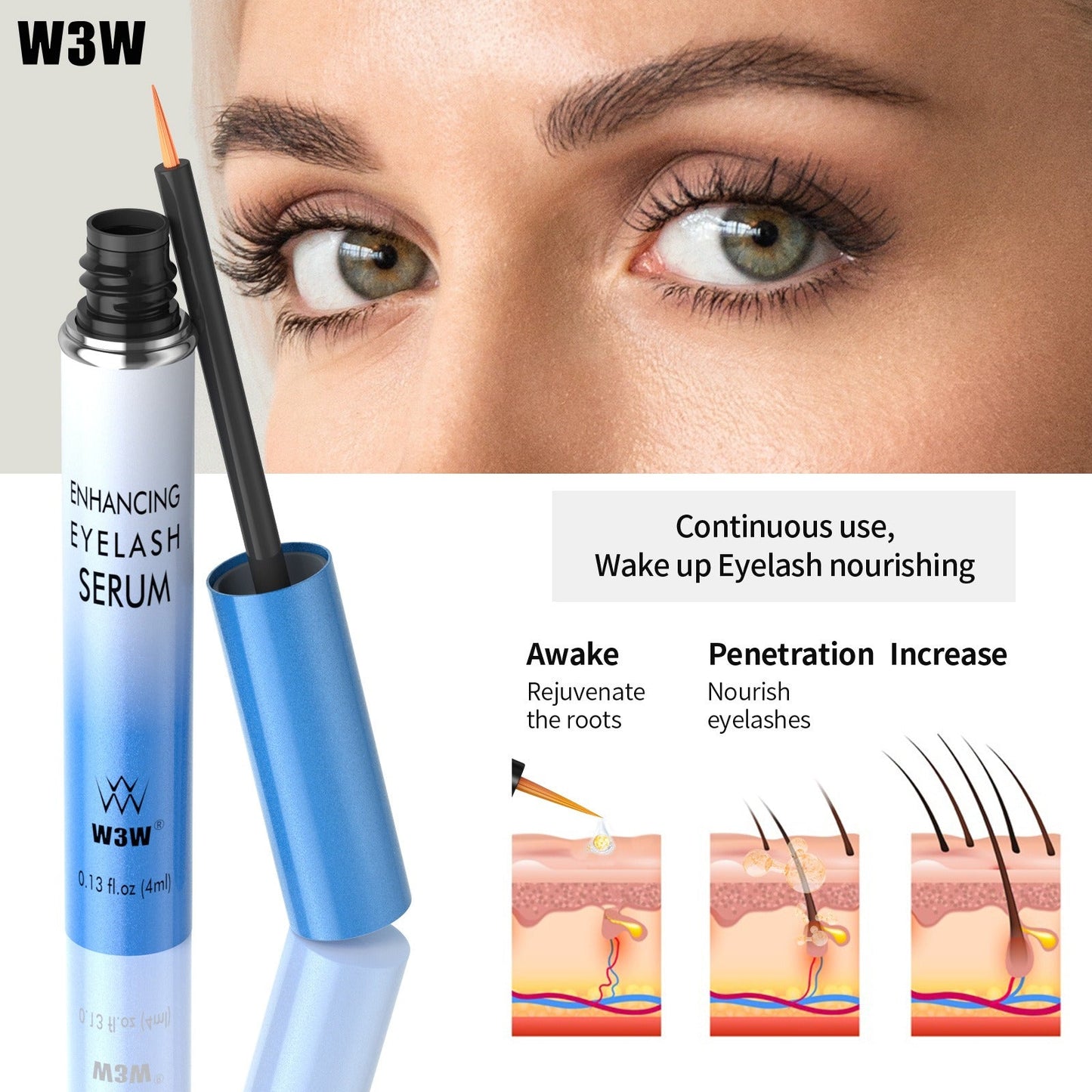 W3W Eyelash serum black thick Eyelash serum long curling - Korvel