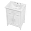 24" Bathroom Vanity with Sink, Bathroom Vanity Cabinet with One Flip Drawer and Doors, Solid Wood and MDF, White - Korvel