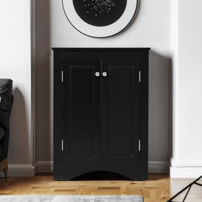 Black Triangle Bathroom Storage Cabinet with Adjustable Shelves
