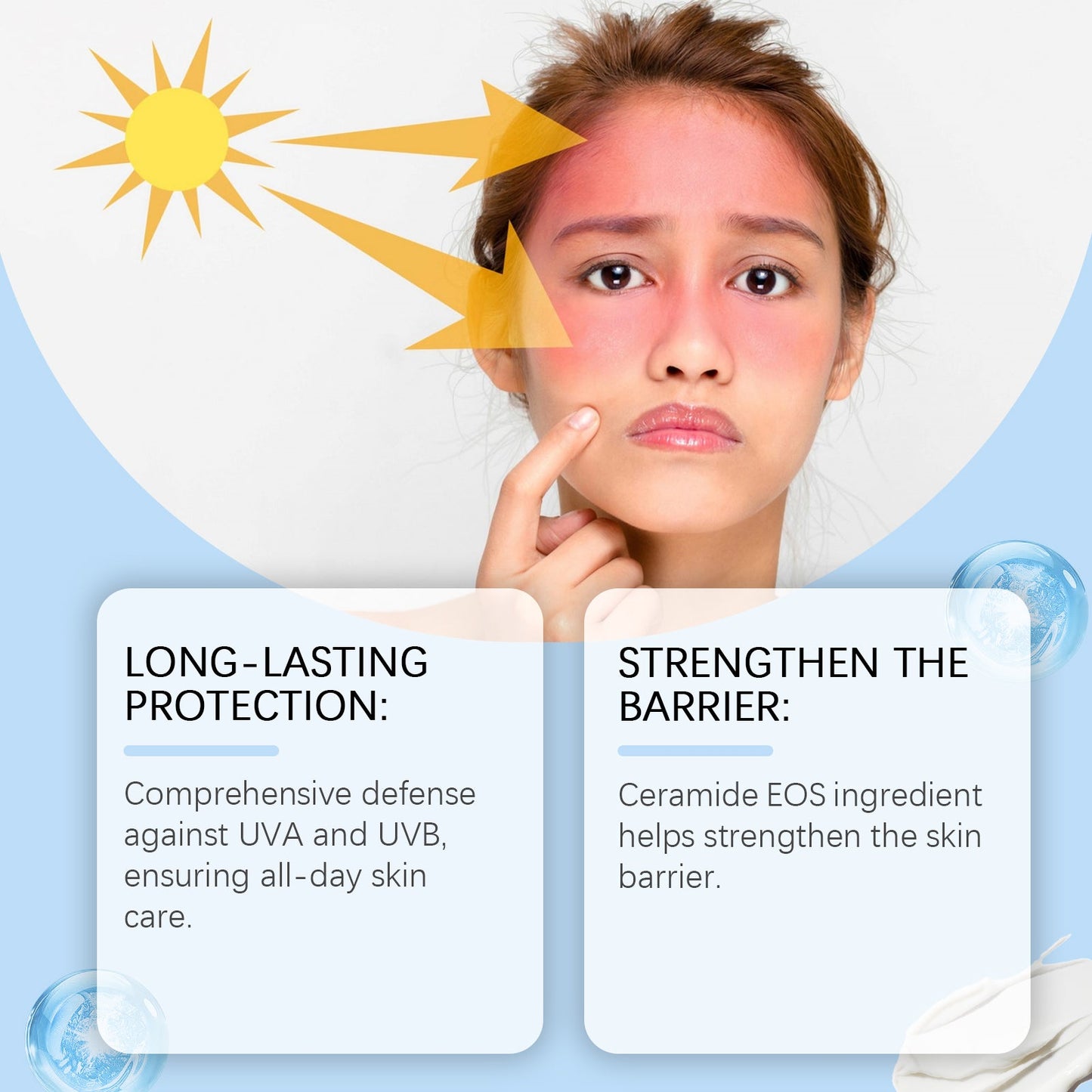 Ceramide Protective Cream, Refreshing And Moisturizing In Summer, Protects Skin, Restores Uv Isolation And Prevents Sweat - Korvel