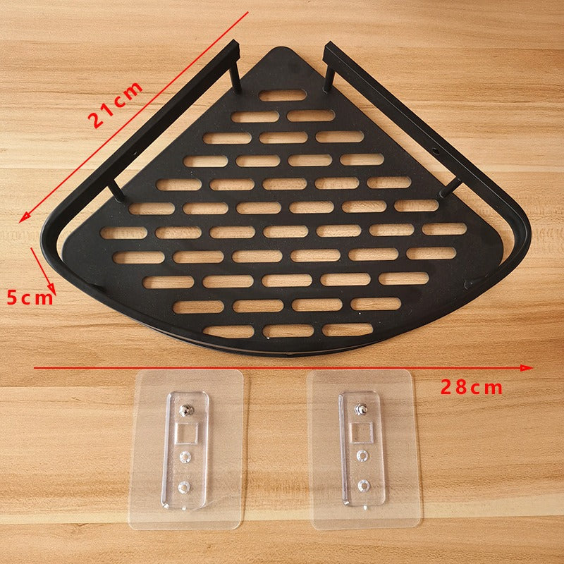Minimalist bathroom black aluminum alloy triangular rectangular non perforated bathroom storage corner shelf - Korvel