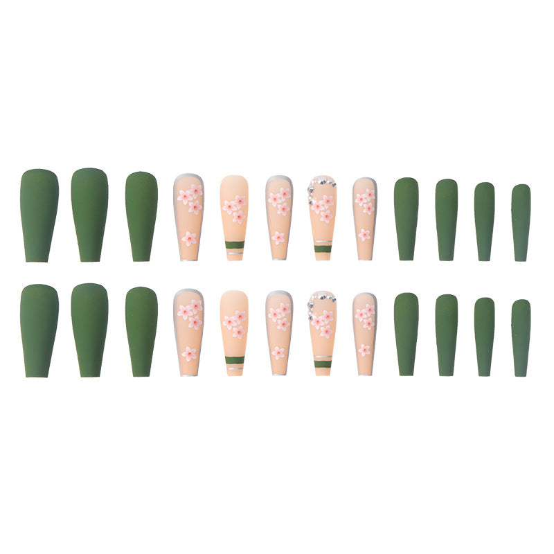 New Wear Nail Spring Flowers Bloom Drill Nail Ins Style Long Ballet Nail - Korvel