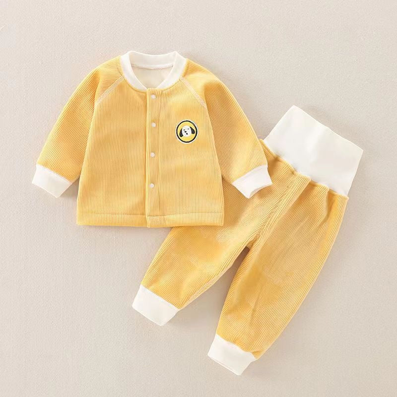 Children's Autumn And Winter Warm Suit Baby Spring And Autumn Plus Fleece Outer Wear Tops Pants Men And Women Baby Two Sets - Korvel