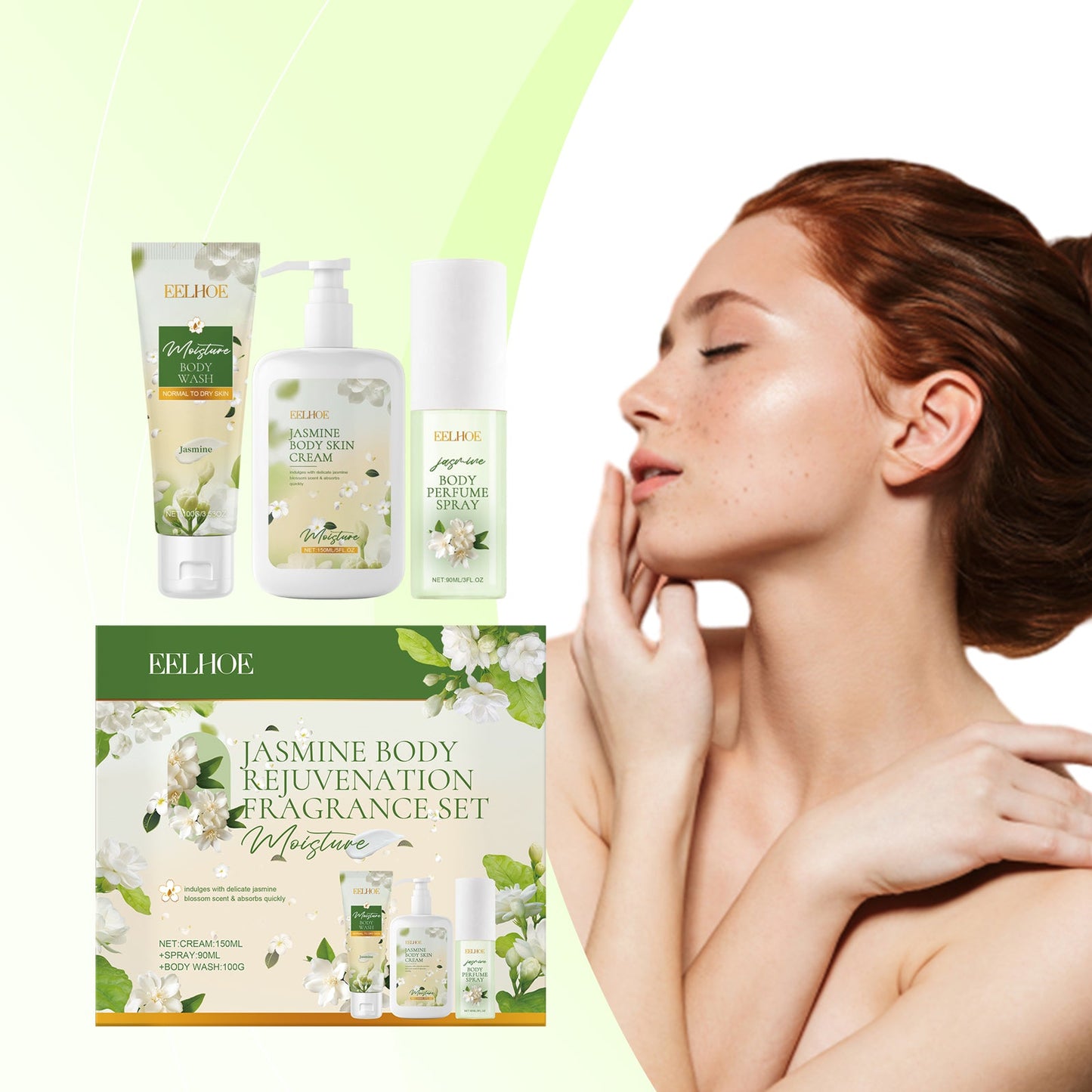 Ensemble de soins du corps au jasmin - Nettoyer et hydrater