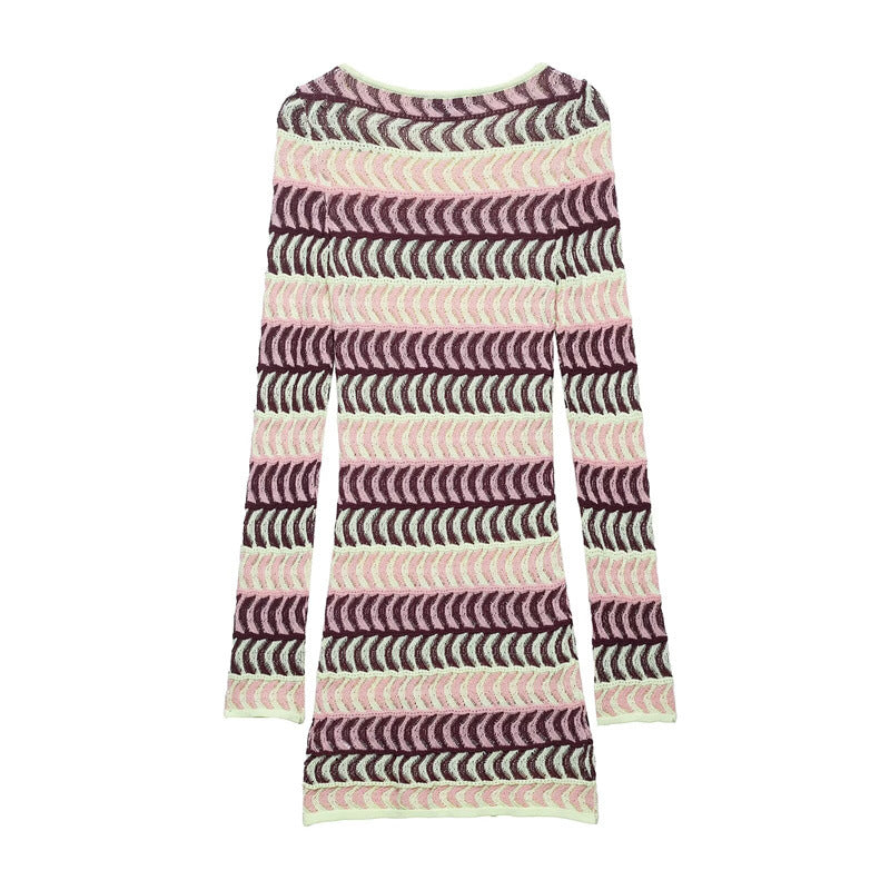 Robe tricotée ajustée élégante à manches longues pour femmes
