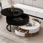 Tables basses empilables rondes modernes avec plateau relevable et tiroirs