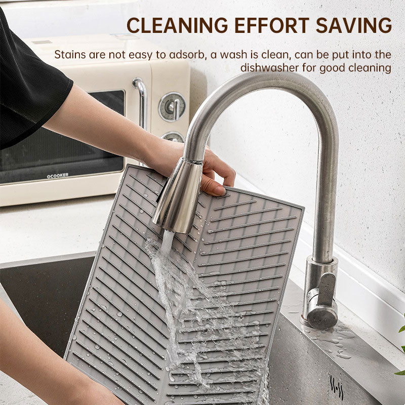 Dishes drain pad insulation pad can be cut kitchen wash countertop drain dishes sink stove water control silicone mat - Korvel