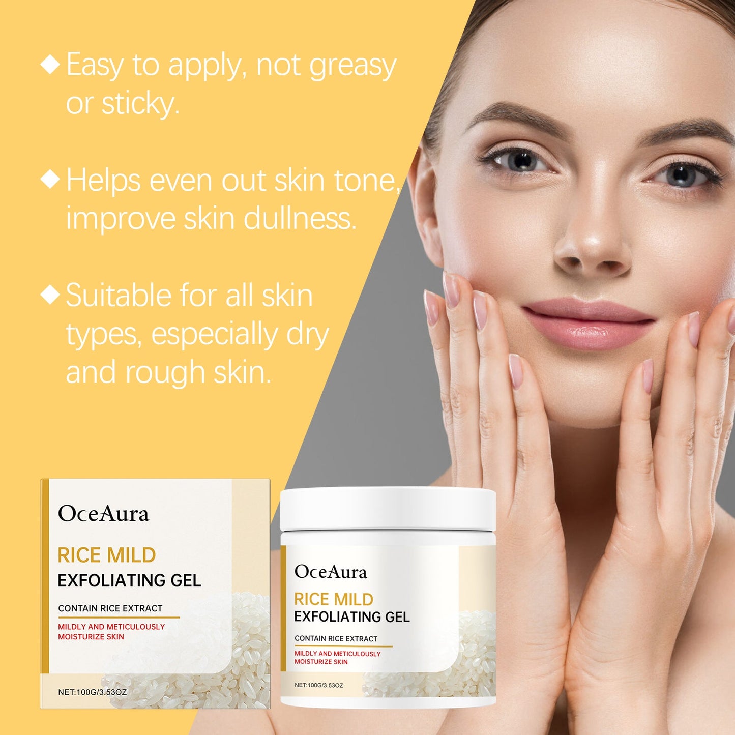 Oceaura Rice Face Cleansing Gel Tender Skin Gel Face Cleansing Body Care Gentle Tender Muscles - Korvel