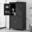 Elegant Black Bathroom Floor Storage Cabinet with Adjustable Shelves