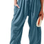 Pantalons larges en coton et lin taille haute pour femmes