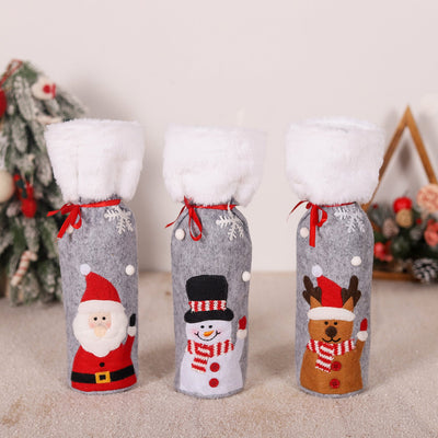 Christmas supplies red wine bottle covers elderly snowmen elk red wine bags household items - Korvel