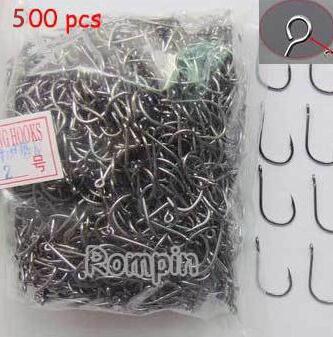 Rompin 500pcs carp fishing hooks with hole High quality Carbon Steel #3-#12 10 size choose Fly carp sea - Korvel