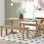 TREXM 3-piece retro dining table, rectangular stand table, and 2 4-person wooden stools (made of natural wood) - Korvel