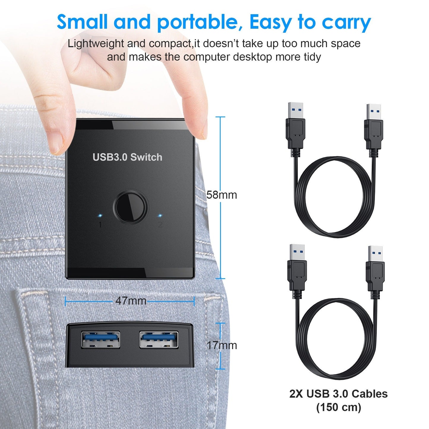 USB 3.0 Bidirectional Switcher Private Mode 2-in-1/1-in-2-in-1/2-in-1 Printer Sharer Distributor - Korvel