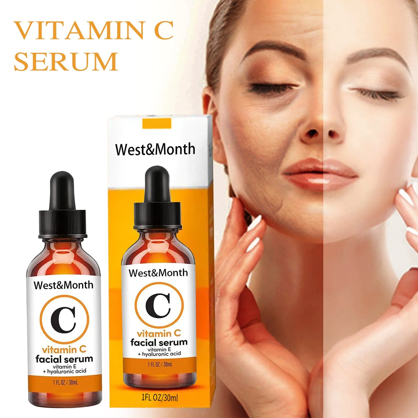 Vitamin C Face Serum, Anti-Aging Fade Facial Spots Wrinkles Brightening Skin - Korvel