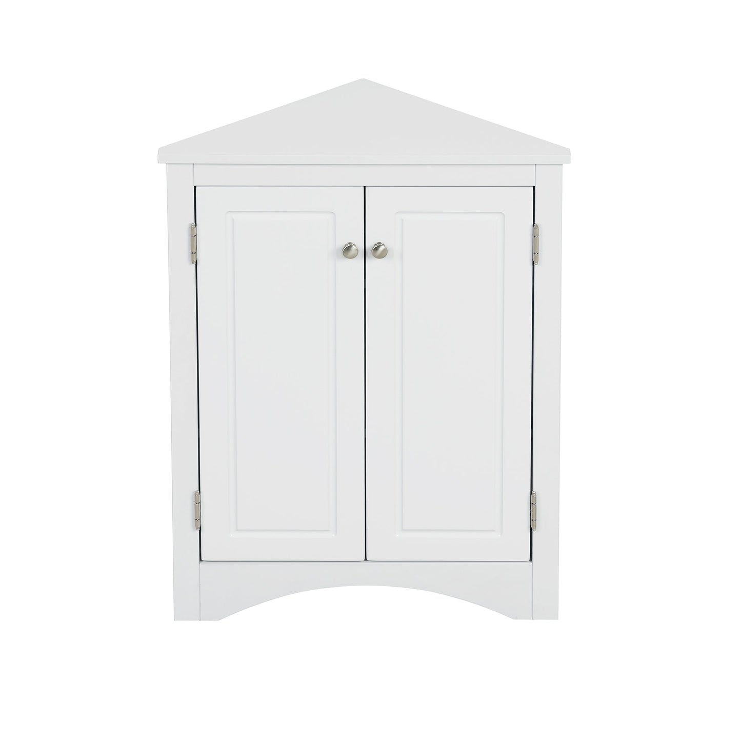 Elegante gabinete de almacenamiento triangular blanco con estantes ajustables
