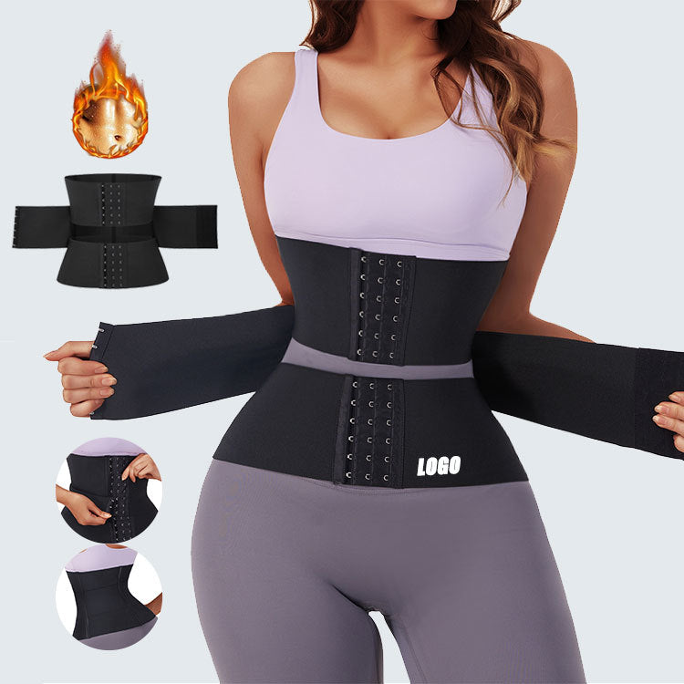 Waist Trainer Sports Sweat Postpartum Body Sculpting Double Belt Buckle Abdominal Belt - Korvel
