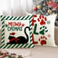 Christmas striped pillow cover linen black cat print pillowcase home holiday decoration cushion cover - Korvel