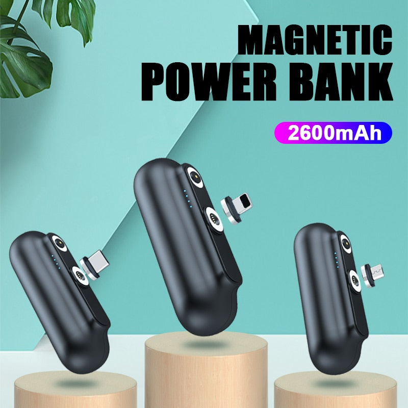 For iPhone 12 Magnetic Power Bank 2600mAh Mini Magnet Charger Power Bank For Xiaomi Emergency Portable Magnetic External Battery - Korvel