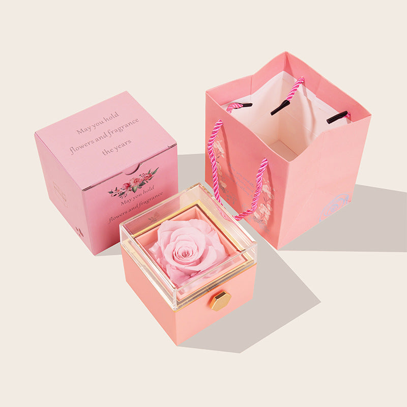 360° Flip Rose Gift Box Necklace Ring Gift Box for Women