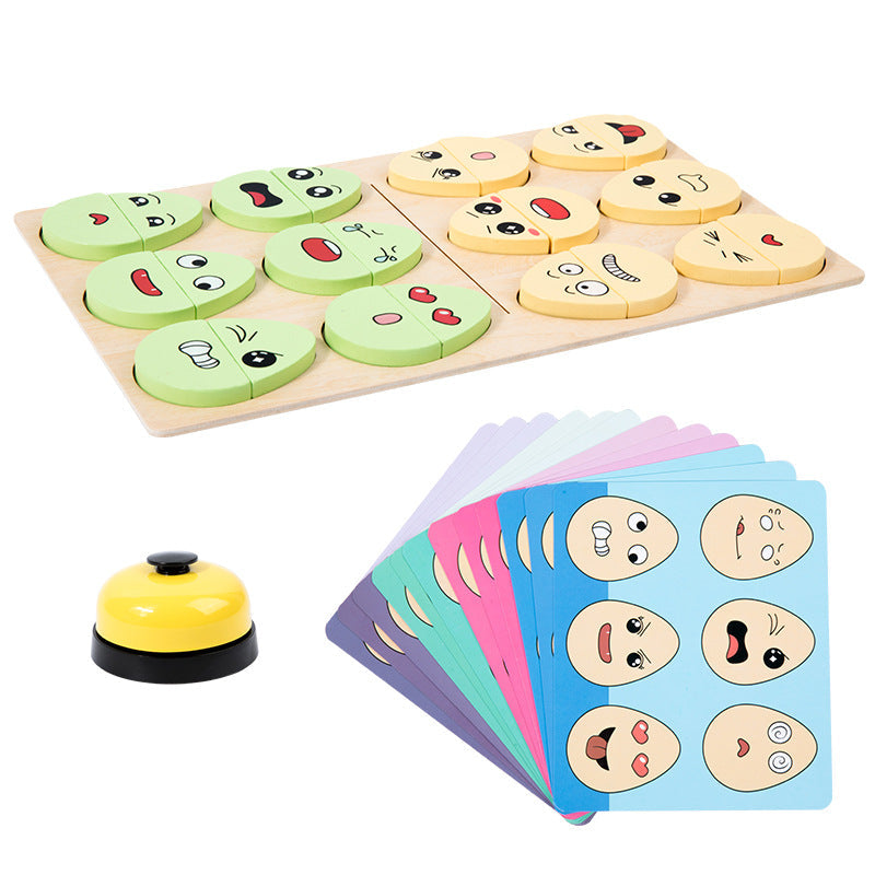 Wooden children's early education fun expression egg matching game, battle training interactive puzzle toy - Korvel