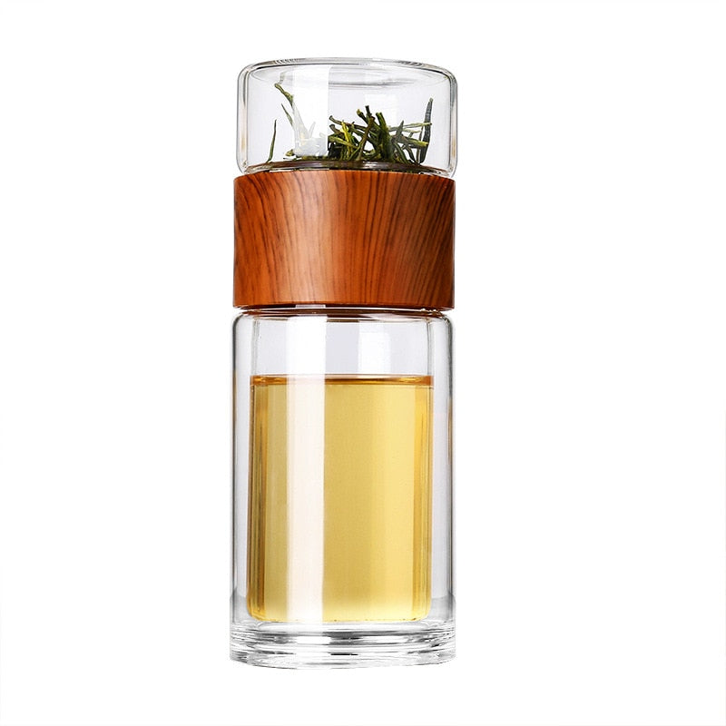 JOUDOO Tea Infuser Filter Double Wall Glass Sport Water Tumbler Portable High-temperature Transparent Water Cup Office Cup 35 - Korvel