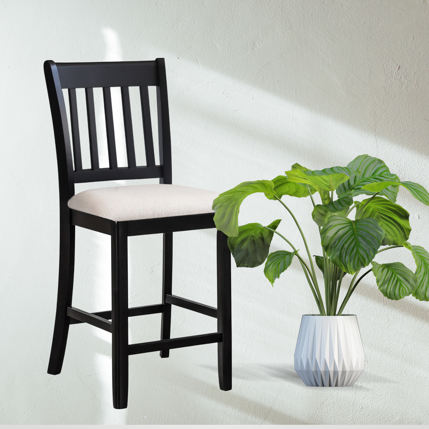 Ensemble de 2 chaises de salle à manger en caoutchouc noir