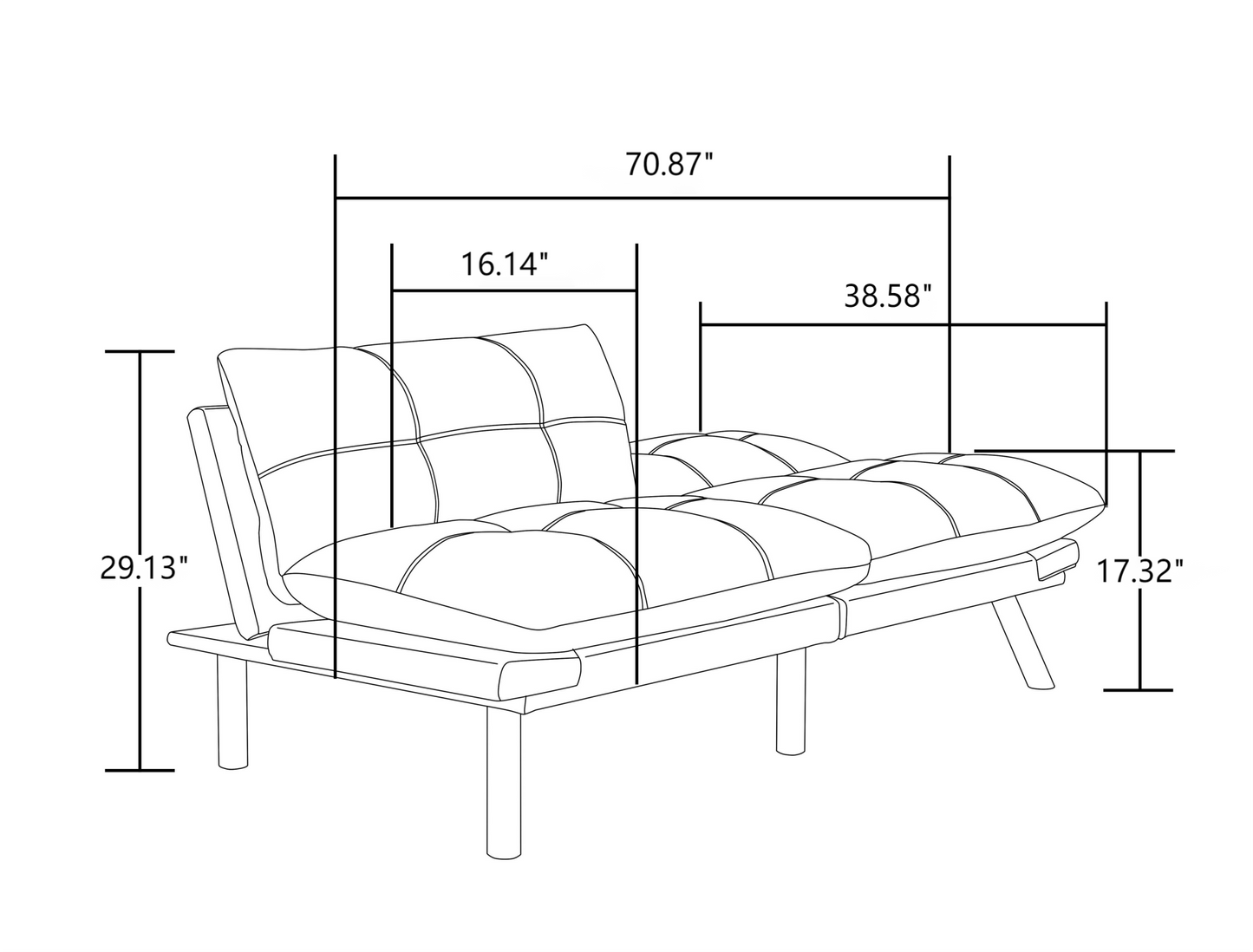 Sofá Cama Moderno Plegable Convertible Marrón